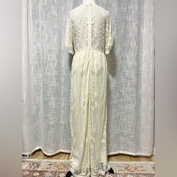 PinkBlush Cream Lace Mesh Overlay Maternity Maxi Dress Women's XL - Picture 3 of 16